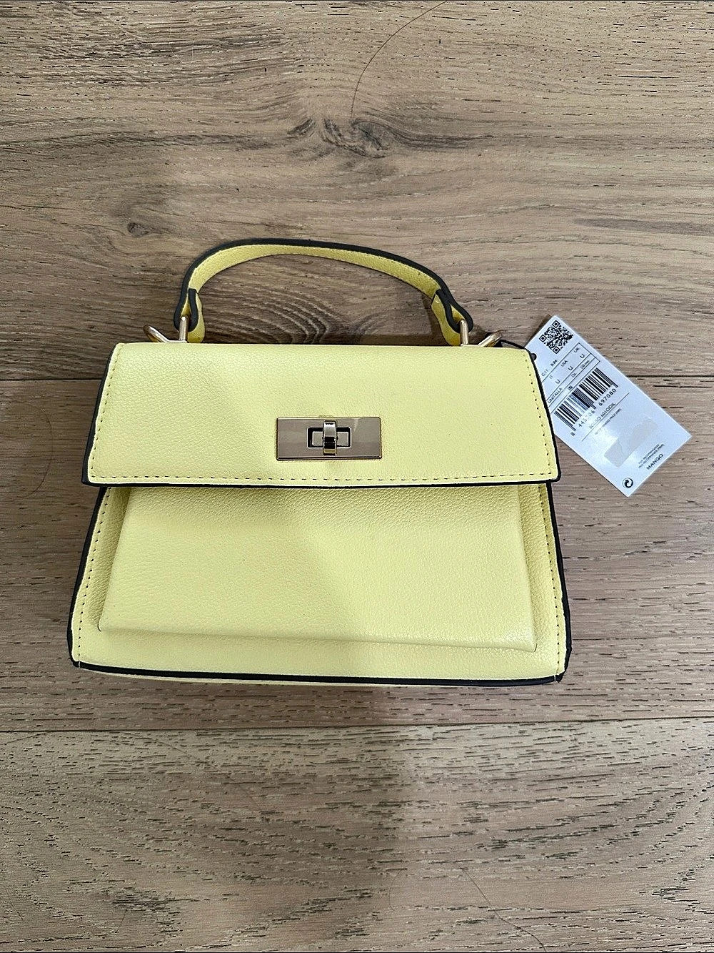 Mango Bolso 6010DL Yellow Top Handle Shoulder Bag NWT